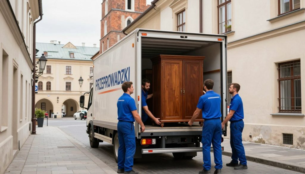 Ekipa firmy "Przeprowadzki" podczas realizacji tanich przeprowadzek w Krakowie